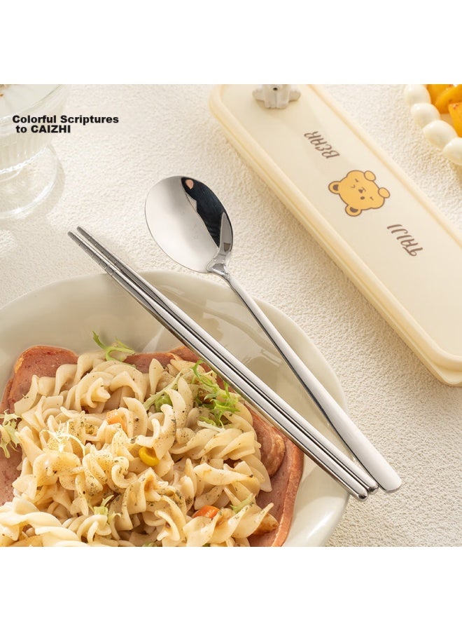 CAIZHI Caizhi (caizhi) 304 Stainless Steel Spoon And Chopsticks, Portable Cutlery Set For Single Person, Student Travel Three-piece Set Cz6966 - Image 4