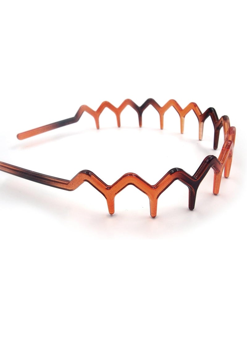 م اكس م عصابات شعر للنساء بأسنان القرش المتعرجة (3 عبوات) – عصابات رأس مشطية شعر بلاستيكية متموجة غير قابلة للانزلاق مع ظهر مرن لتصفيف يومي مريح (3، مزيج أسود) - Image 2