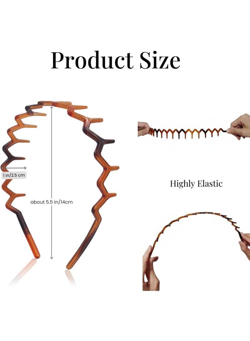 م اكس م عصابات شعر للنساء بأسنان القرش المتعرجة (3 عبوات) – عصابات رأس مشطية شعر بلاستيكية متموجة غير قابلة للانزلاق مع ظهر مرن لتصفيف يومي مريح (3، مزيج أسود) - Image 3