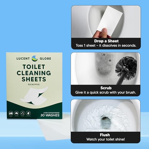 Lucent Globe Toilet Cleaning Sheets | Strips - Tough on Dirt & Stains - Safe for Toilets & Septic Systems - Convenient and Travel Friendly Toilet Bowl Cleaner - Fresh Eucalyptus - Image 3