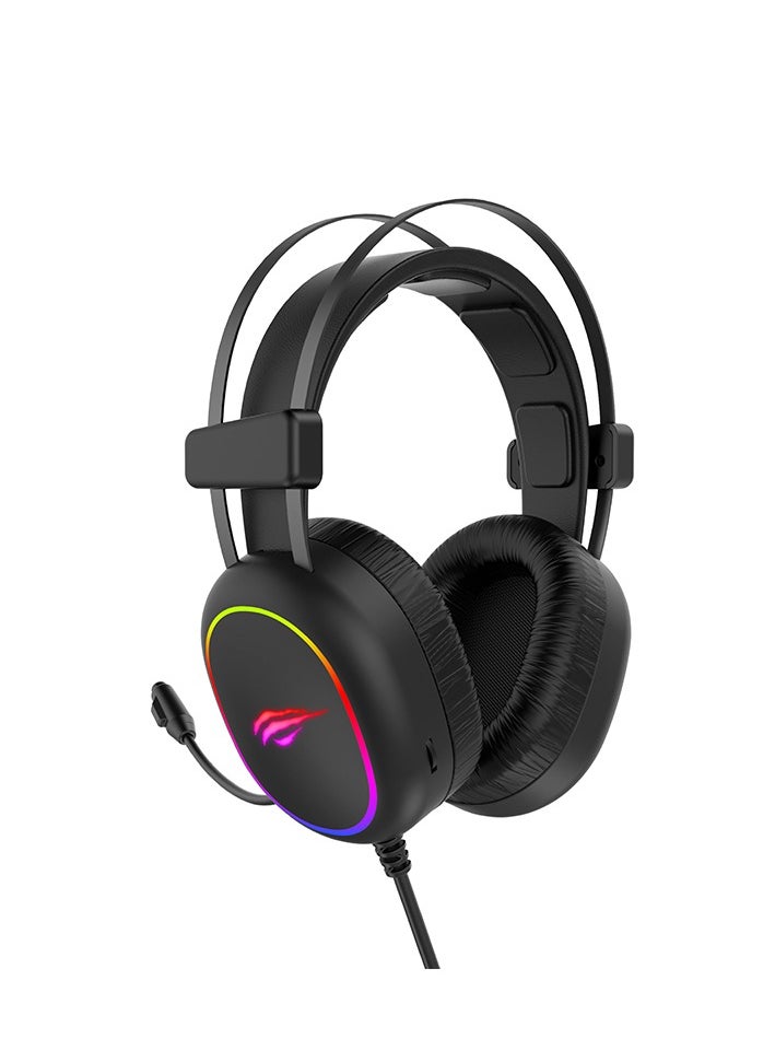 havit H2016D Wired Gaming Headset for PC & Laptop – Surround Stereo Sound, Noise Cancelling Microphone, LED Lights, Over-Ear Comfortable Design, High Audio Quality for Gaming, Streaming & Online Communication  - Image 3
