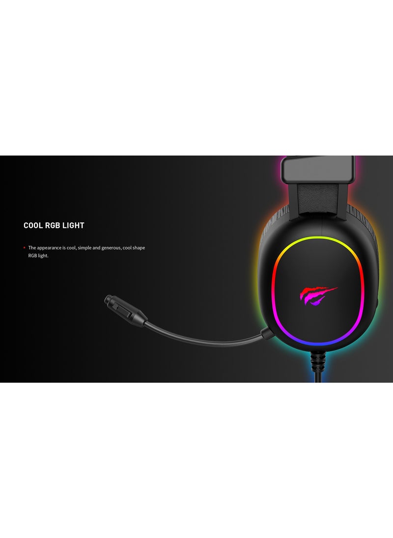 havit H2016D Wired Gaming Headset for PC & Laptop – Surround Stereo Sound, Noise Cancelling Microphone, LED Lights, Over-Ear Comfortable Design, High Audio Quality for Gaming, Streaming & Online Communication  - Image 5