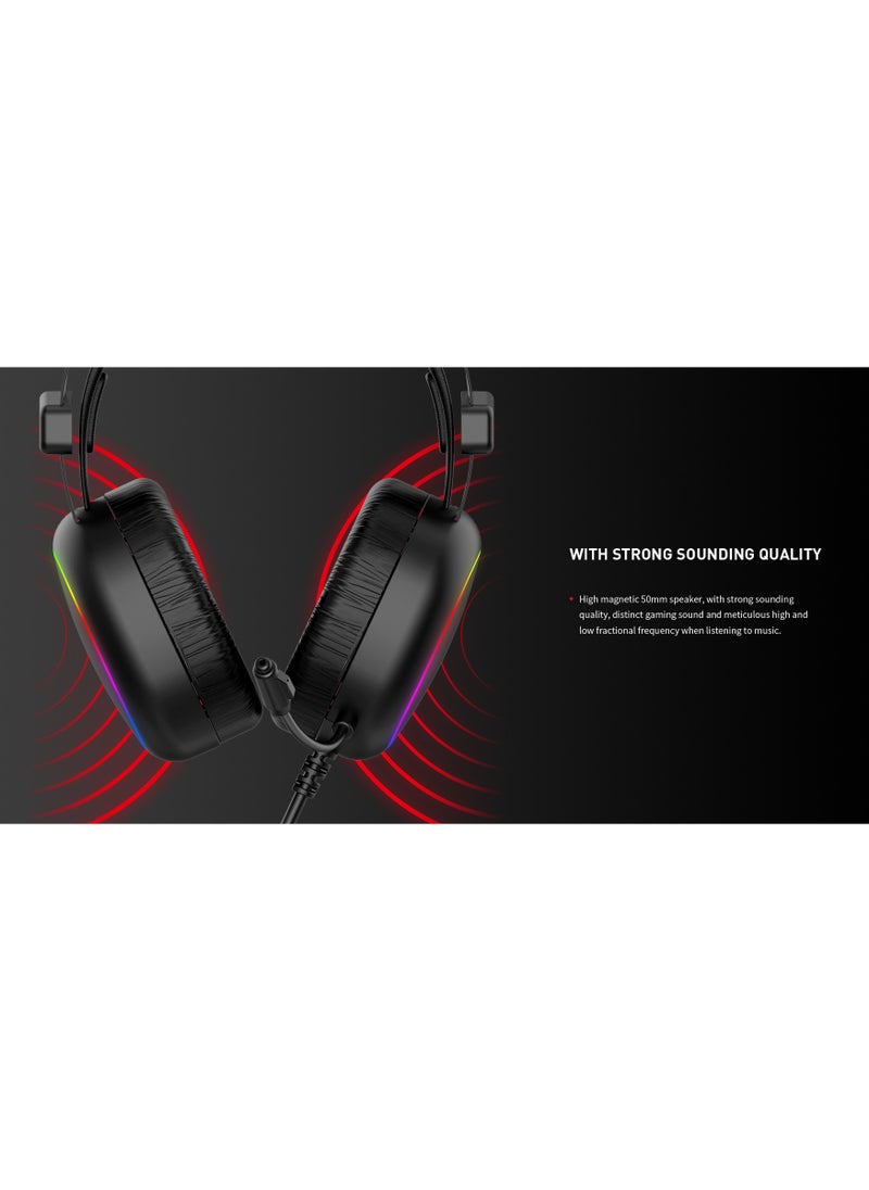 havit - H2016D Wired Gaming Headset for PC & Laptop – Surround Stereo Sound, Noise Cancelling Microphone, LED Lights, Over-Ear Comfortable Design, High Audio Quality for Gaming, Streaming & Online Communication - Image 1