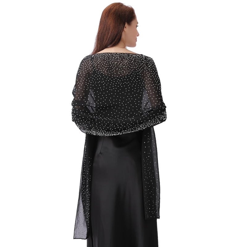 Ladiery Shawls and Wraps for Evening Dresses, Sparkly Chiffon Wedding Guest Shawl for Women Formal Party Summer Event Wrap - Image 1