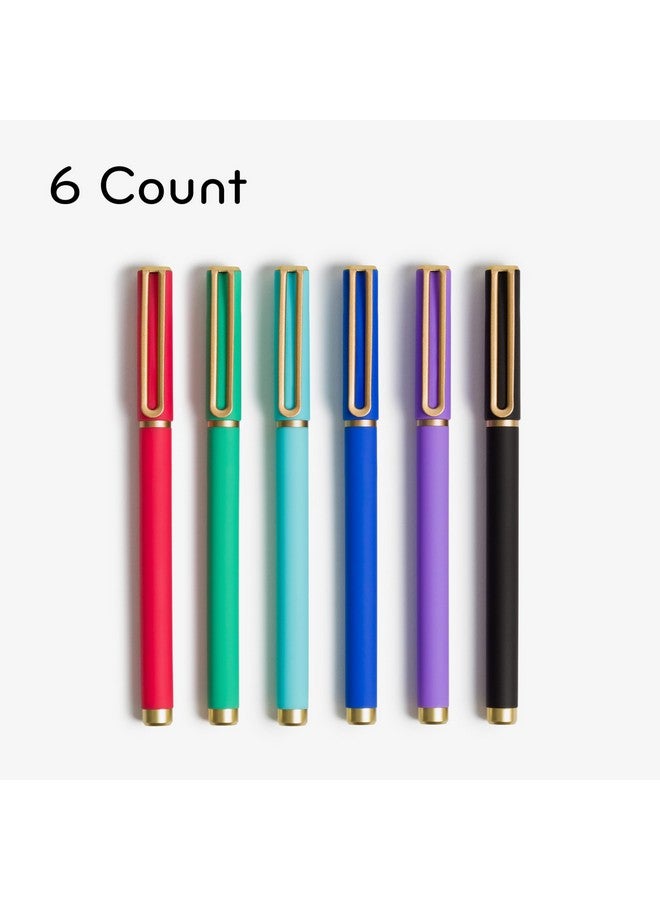 U Brands Catalina Felt Tip Pens, Set Of 6, Assorted Colors With Gold Details, Medium (0.7 Mm) Point, Assorted Color Ink - Image 2