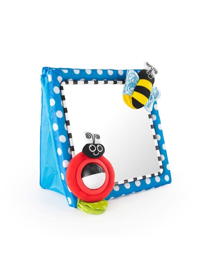Sassy Tummy Time Floor Mirror | Developmental Baby Toy | Newborn Essential for Tummy Time | Great Shower Gift, Blue, 10 Inch (Pack of 1) - Image 1
