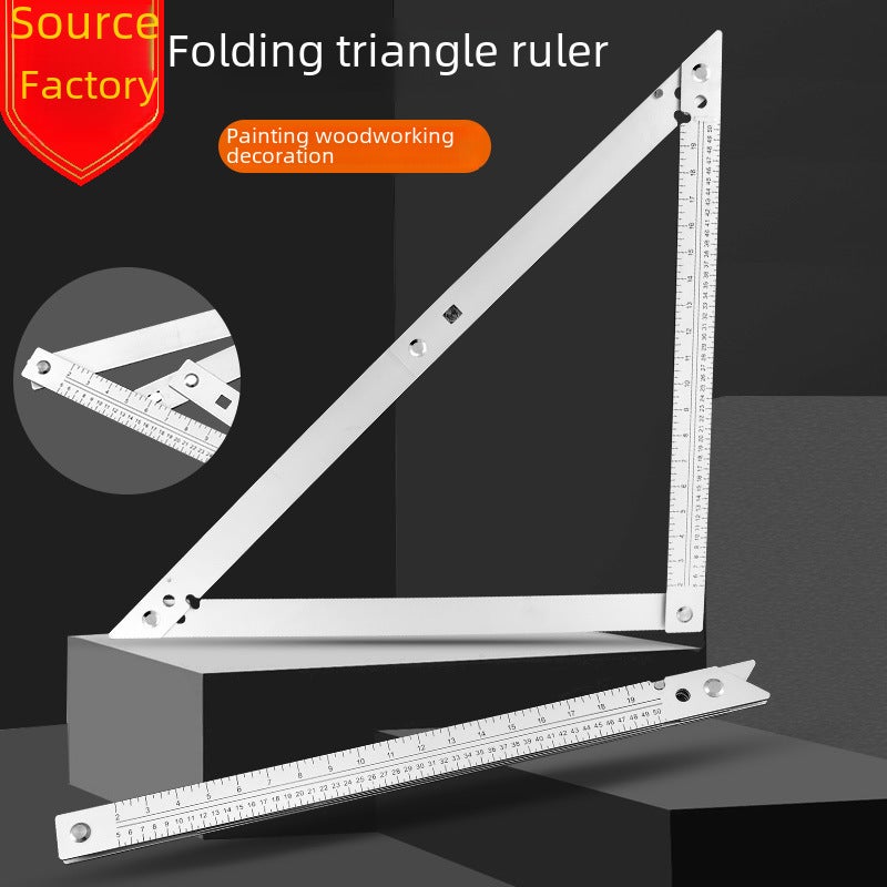 Multifunctional thickened metal stainless steel aluminum alloy decoration super wood large triangle 45 degree large cross-border products(Folding triangle ruler) - Image 2