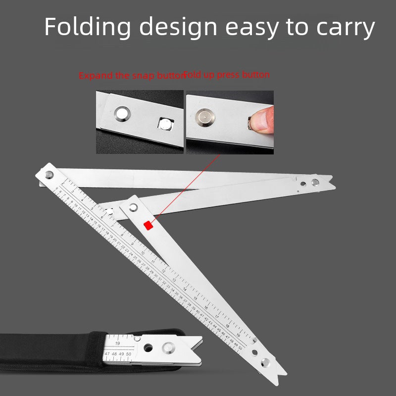 Multifunctional thickened metal stainless steel aluminum alloy decoration super wood large triangle 45 degree large cross-border products(Folding triangle ruler) - Image 5