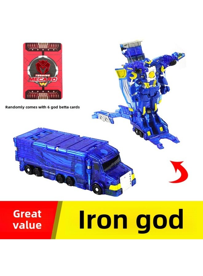 MECARD Magic Burst Transformed Car God Toy Weijia Giant God Battle Car God Battle Boy Jumping Pair Battle Game-Color:Blue Steel Giant - Image 5