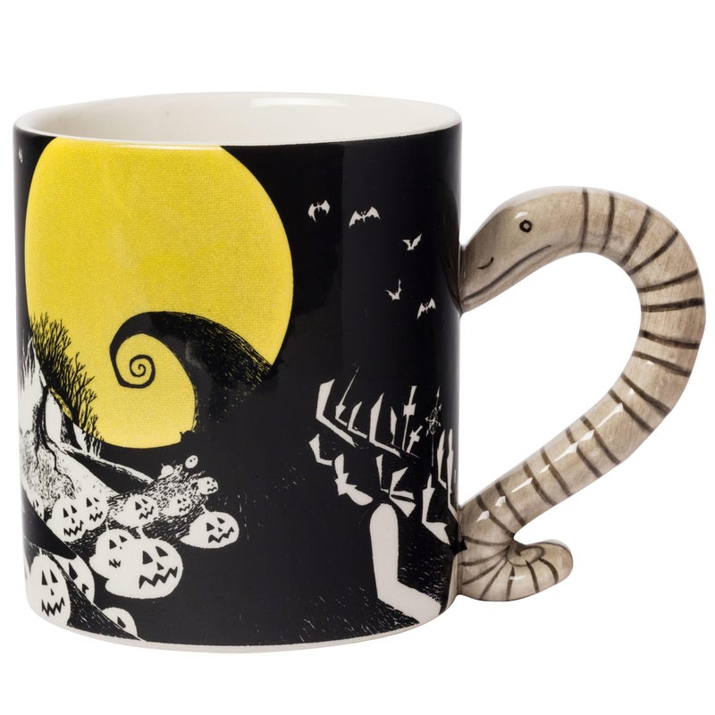 Silver Buffalo Disney Nightmare Before Christmas Jack and Moonlight Snake Sculpted Handle Ceramic Mug 20 Ounces