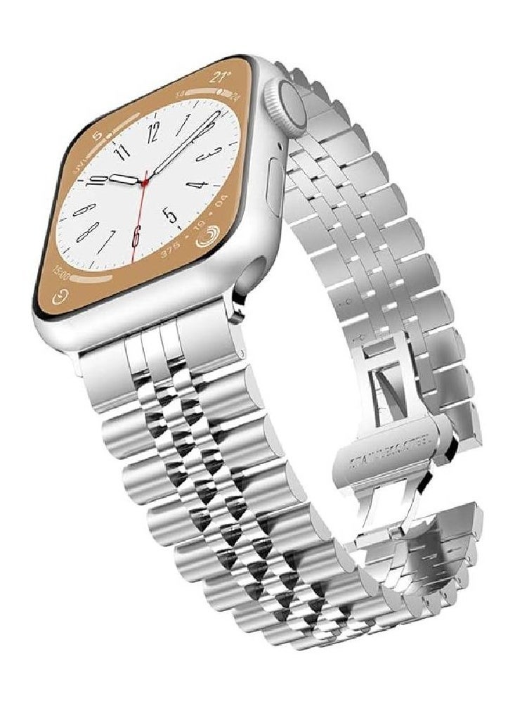 Compatible with Apple Watch Band Series 5 44mm 42mm, Stainless Steel iWatch Band with Butterfly Folding Clasp for iWatch Band Series 5/4/3/2/1 - Image 1