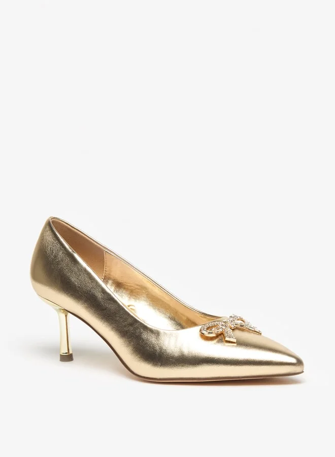 فلورا بيلا من شو إكسبرس Women's Studded Bow Accent Pointed Toe Pumps with Stiletto Heels Ramadan Collection