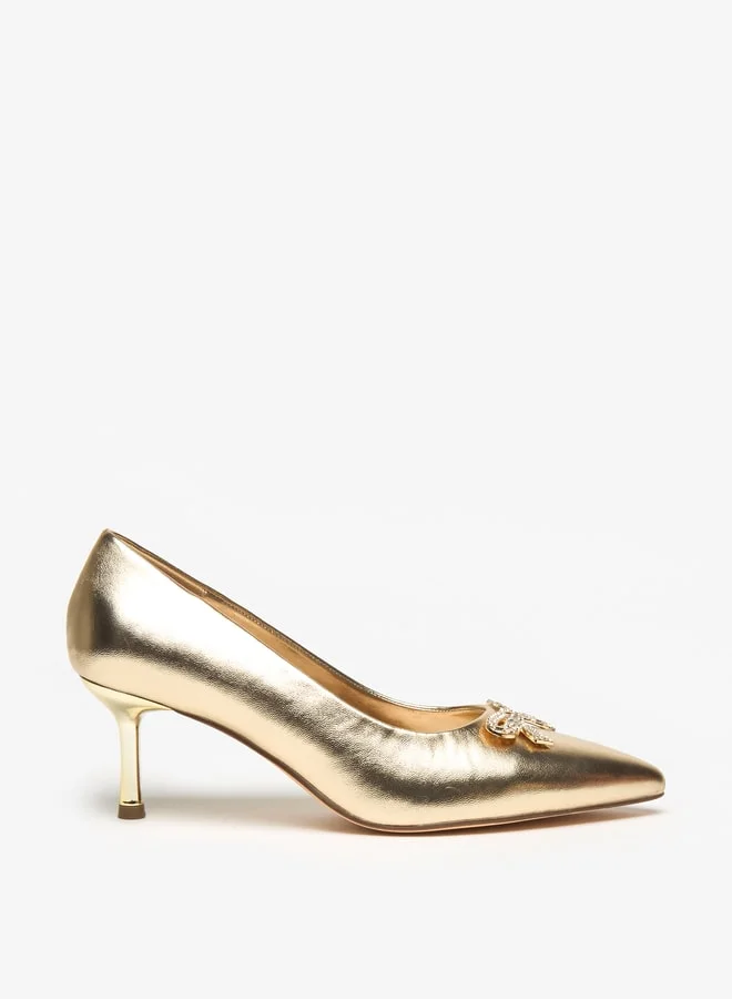 فلورا بيلا من شو إكسبرس Women's Studded Bow Accent Pointed Toe Pumps with Stiletto Heels Ramadan Collection