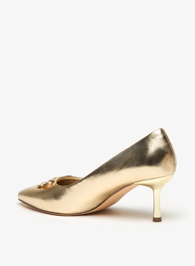 فلورا بيلا من شو إكسبرس Women's Studded Bow Accent Pointed Toe Pumps with Stiletto Heels Ramadan Collection