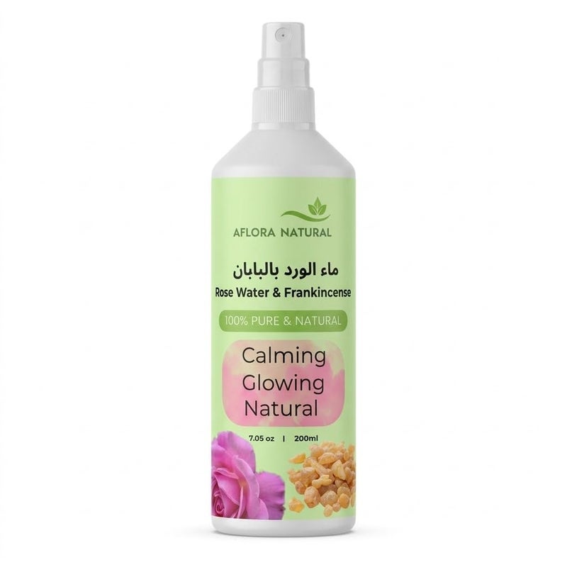 Aflora Natural Rose Water Facial Mist with Frankincense, Toning Toner for Radiant, Smooth & Youthful-Looking Skin, 200ml - Image 1