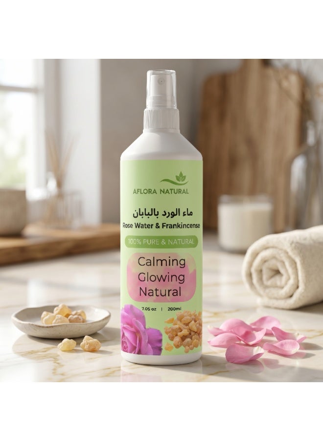 Aflora Natural Rose Water Facial Mist with Frankincense, Toning Toner for Radiant, Smooth & Youthful-Looking Skin, 200ml - Image 2