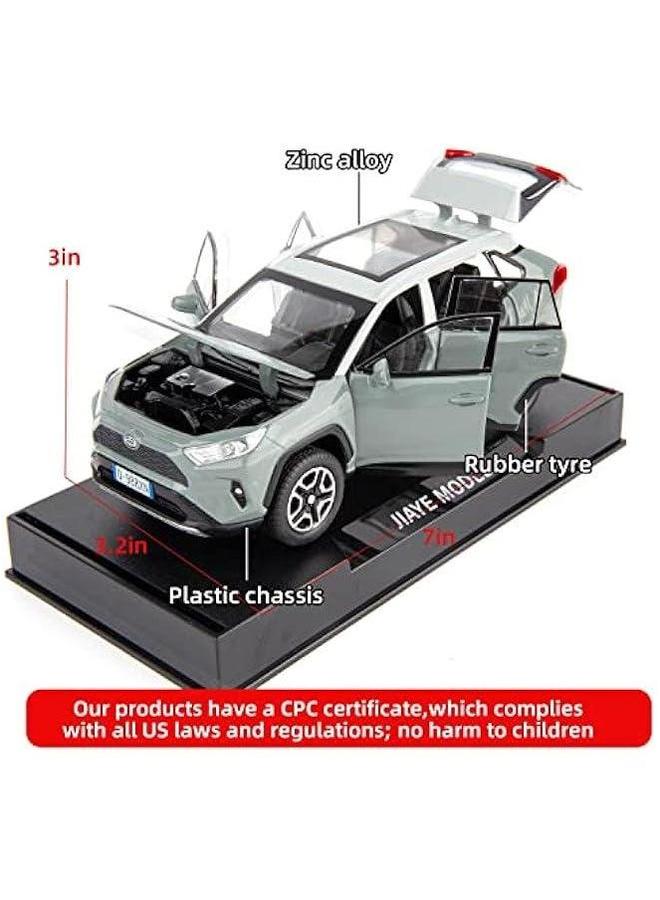 Model Car 1/32 RAV4 Alloy Diecast Collectible Toy with Light and Sound Vehicle Door Can Be Opened for Boys Kids Toddler Gift (Gray) - Image 2