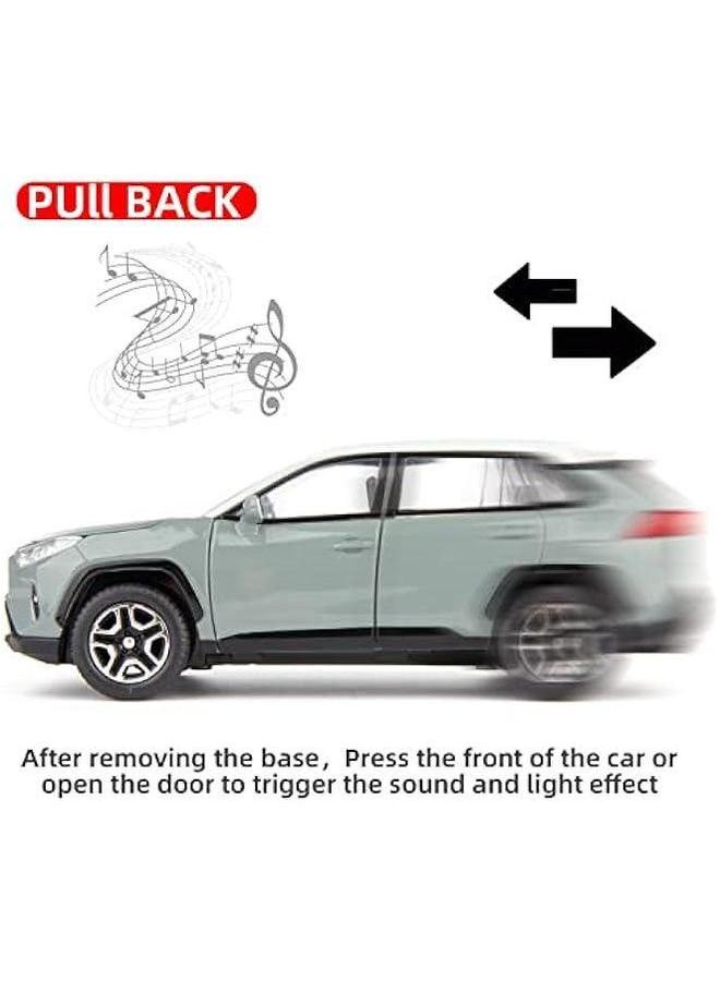 Model Car 1/32 RAV4 Alloy Diecast Collectible Toy with Light and Sound Vehicle Door Can Be Opened for Boys Kids Toddler Gift (Gray) - Image 3