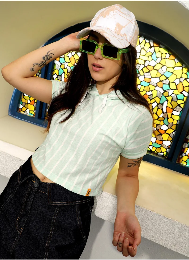 PINACOLADA Women's Mint Green Striped Top