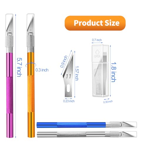 Viemior 4PCS Exacto Knife, Hobby Knife Craft Knifes with 40PCS Spare Exacto Knife Blades(#11), Profession Exacto Knives Precision Knife for Crafting, Arts, Modeling, Scrapbooking, Stencil - Image 4