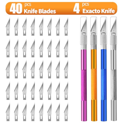 Viemior 4PCS Exacto Knife, Hobby Knife Craft Knifes with 40PCS Spare Exacto Knife Blades(#11), Profession Exacto Knives Precision Knife for Crafting, Arts, Modeling, Scrapbooking, Stencil - Image 2