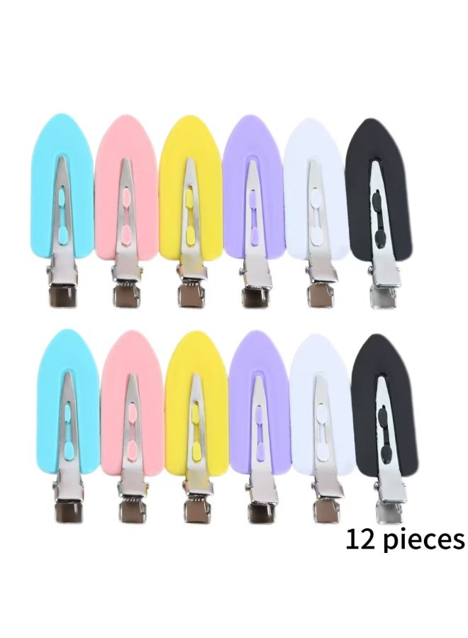 Gecomo 12 Pcs No Crease Hair Clips - 6 Assorted Colors, No Bend/Curl Design, Perfect for Makeup, Styling & Daily Use - Image 1