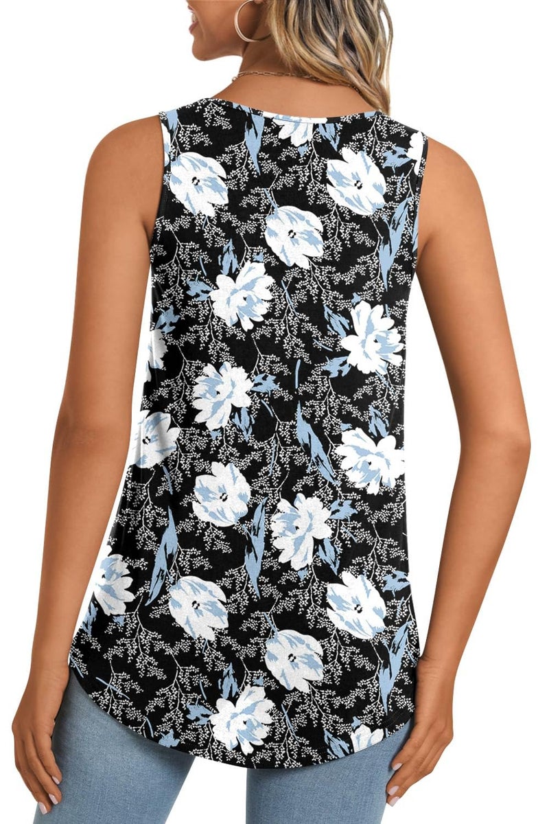 LONGYUAN Women's Tank Tops 2026 Summer Sleeveless T-Shirts Casual Tunics Loose Fitted Blouse White Lily XX-Large - Image 4