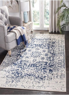 Safavieh SAFAVIEH Madison Collection 2'3" x 4' Cream / Navy MAD603D Oriental Snowflake Medallion Distressed Non-Shedding Living Room Bedroom Accent Rug  - Image 2
