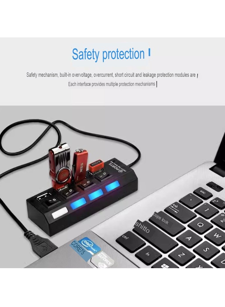 AROAQ USB Flash Drive Hub, Laptop Powered USB Port USB Device Connector, Durable Multi-purpose Individual Power USB Adapter, (Independent Switch [One To Four] White) - Image 4