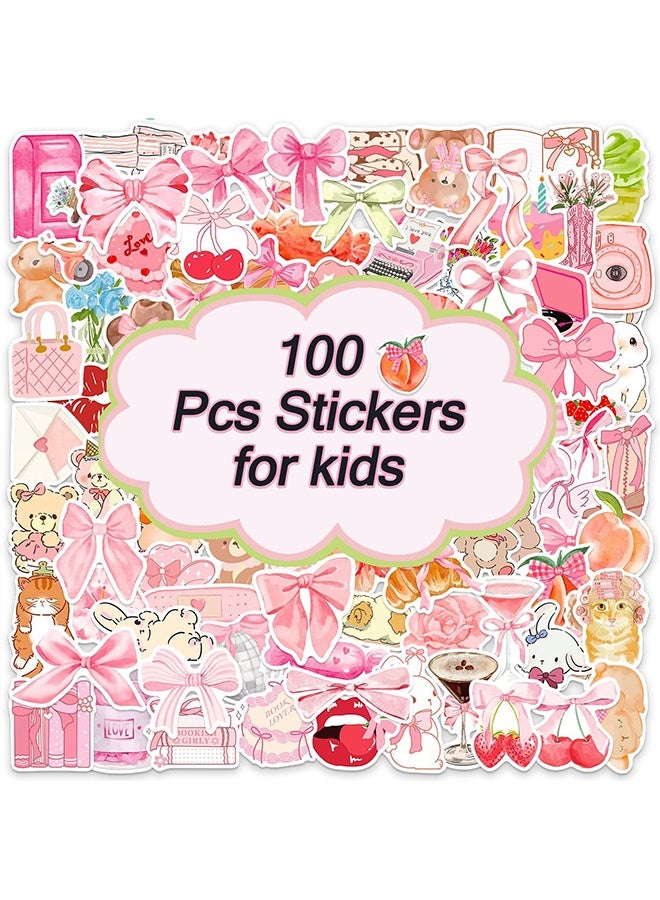 إم إكس إن ١٠٠ قطعة من ملصقات سلسلة اللون الوردي اللطيف، ملصقات جميلة بنقوش كرتونية وردية، ملصقات متعددة الوظائف مقاومة للخدش لتزيين الهواتف والسيارات وألواح التزلج والزجاجات وأجهزة الكمبيوتر المحمولة وحافظات الهواتف وتزيين الحرم الجامعي. - Image 3
