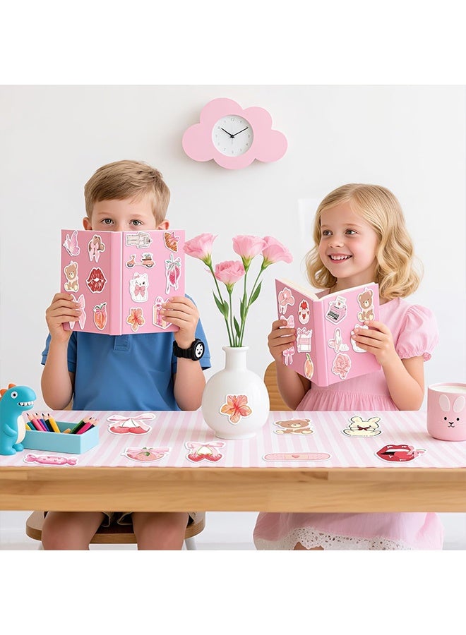 إم إكس إن ١٠٠ قطعة من ملصقات سلسلة اللون الوردي اللطيف، ملصقات جميلة بنقوش كرتونية وردية، ملصقات متعددة الوظائف مقاومة للخدش لتزيين الهواتف والسيارات وألواح التزلج والزجاجات وأجهزة الكمبيوتر المحمولة وحافظات الهواتف وتزيين الحرم الجامعي. - Image 5