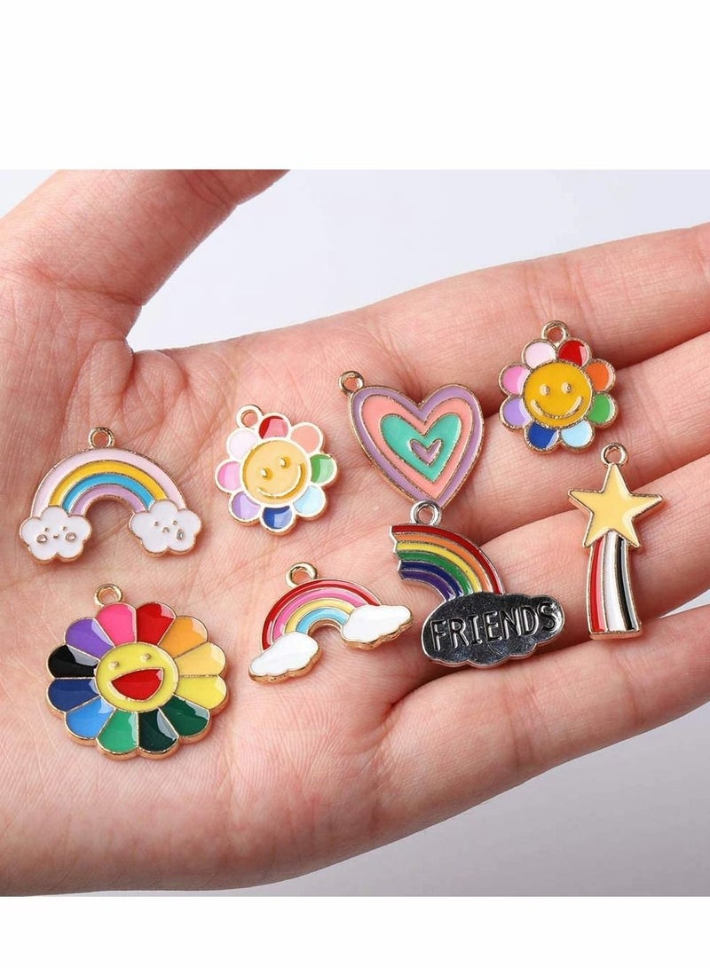 Y&D Charms Enamel Rainbow Cloud Star Gold Plated Sunflower Heart Pendant Mixed for Jewelry Making Necklace Bracelet Girl Craft DIY Accessories 40 Pieces  - Image 5
