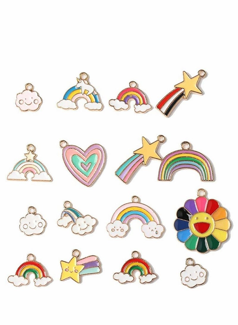 Y&D Charms Enamel Rainbow Cloud Star Gold Plated Sunflower Heart Pendant Mixed for Jewelry Making Necklace Bracelet Girl Craft DIY Accessories 40 Pieces  - Image 2