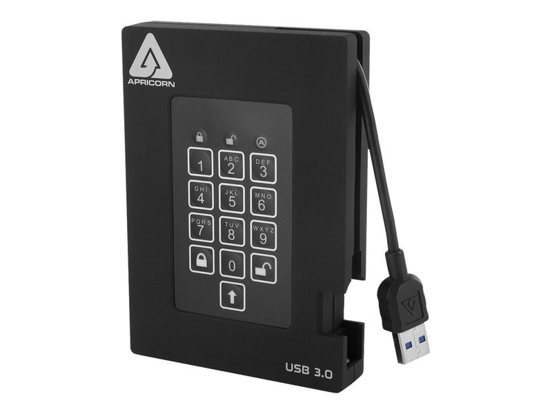 أبريكورن 1 تيرابايت أجيز بادلوك فورتريس FIPS 1402 المستوى 2 المعتمد محرك أقراص USB 30 مشفر 256 بت مع وصول عبر الرقم السري A253PL2561000F