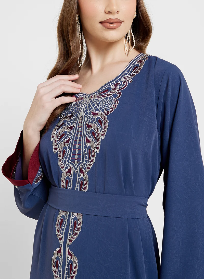 hayas closet Embroidered Jalabiya with Belt