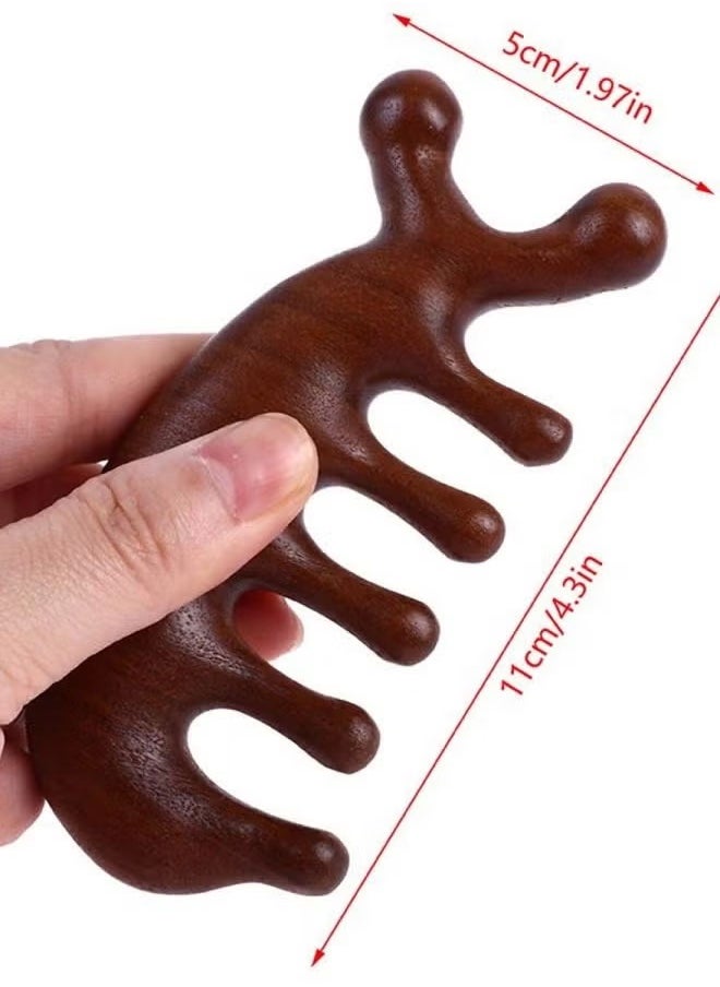 BOUND MOAT Sandalwood Multifunctional Massage Comb Head Meridian Massage Comb Wooden Gua Sha Scraping Scalp and Hair Massage Scalp Stimulator Facial Body Massager Relax Blood Circulation Anti-Static  - Image 5