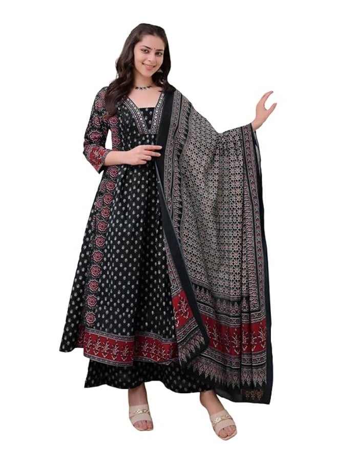GoSriKi Women's Pure Cotton Anarkali Kurta Set for Women with Dupatta & Palazzo 5xl - Image 1