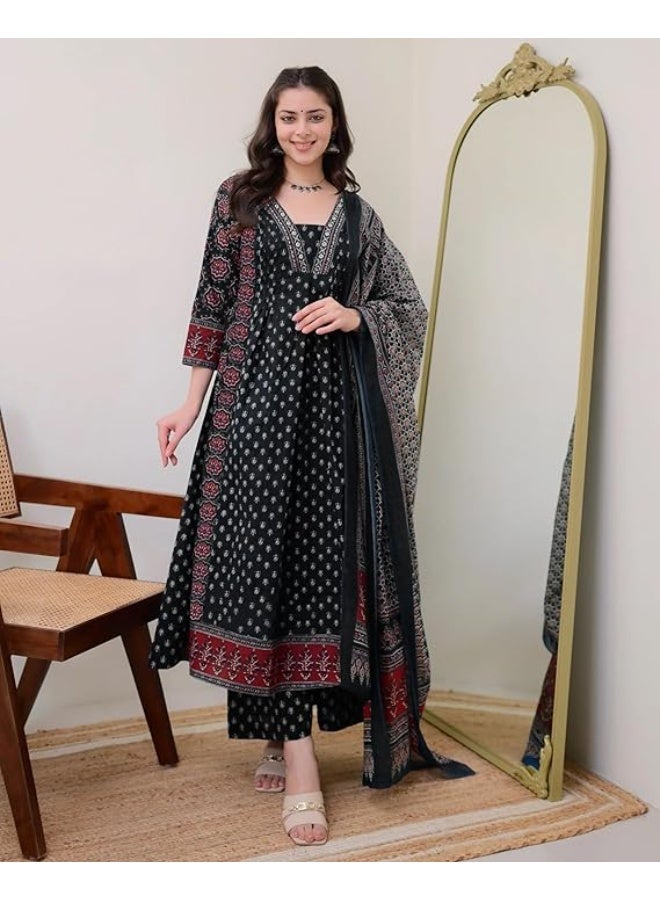 GoSriKi Women's Pure Cotton Anarkali Kurta Set for Women with Dupatta & Palazzo 5xl - Image 4