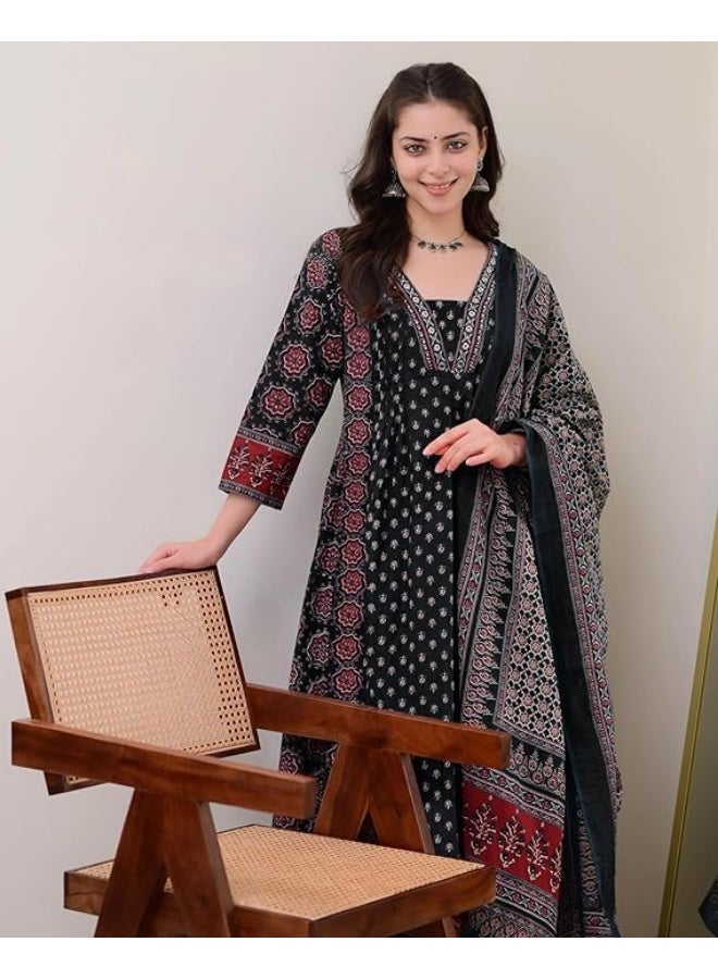 GoSriKi Women's Pure Cotton Anarkali Kurta Set for Women with Dupatta & Palazzo 5xl - Image 2