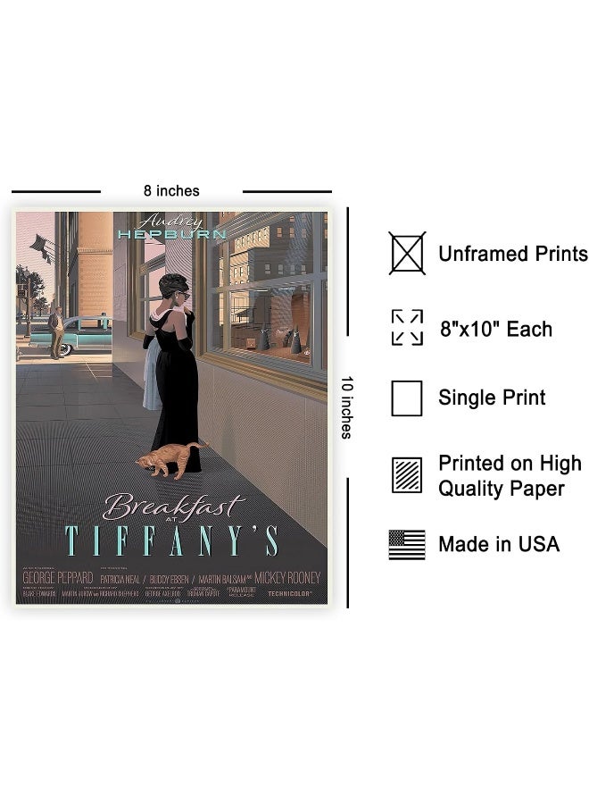 Home Trove Poster Master Breakfast At Tiffany'S Movie Poster - Audrey Hepburn Print - Fashion Art - Gift For Men, Women & Fan - Classic Decor For Home Theater, Bedroom, Office Or Studio - 8X10 Unframed Wall Art - Image 2