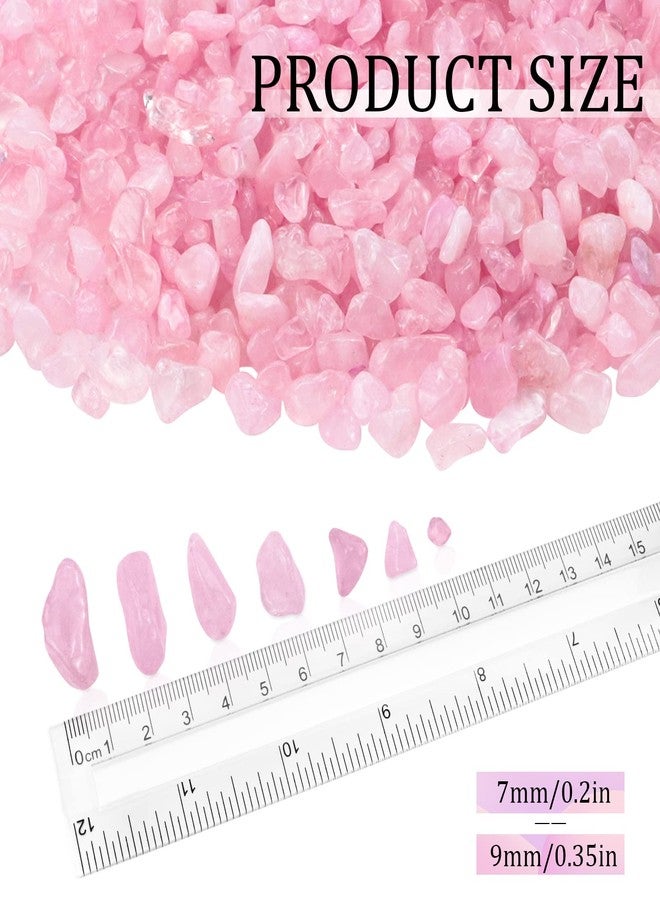 Twdrer 2lb/950g Small Natural Clear Rose Pink Tumbled Chips Crushed Stone Irregular Shaped Quartz Rock Healing Reiki Crystal Gemstone for Jewelry Making Garden Aquarium Vase Plant Decoration(Pink) - Image 2