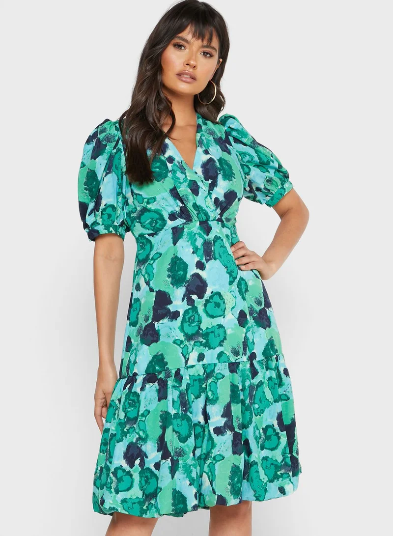 VERO MODA Puff Sleeve Printed Dress