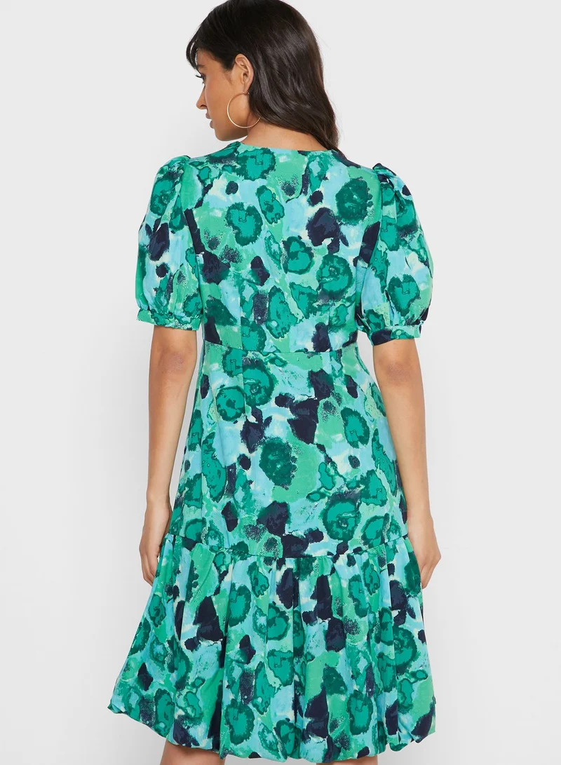 VERO MODA Puff Sleeve Printed Dress