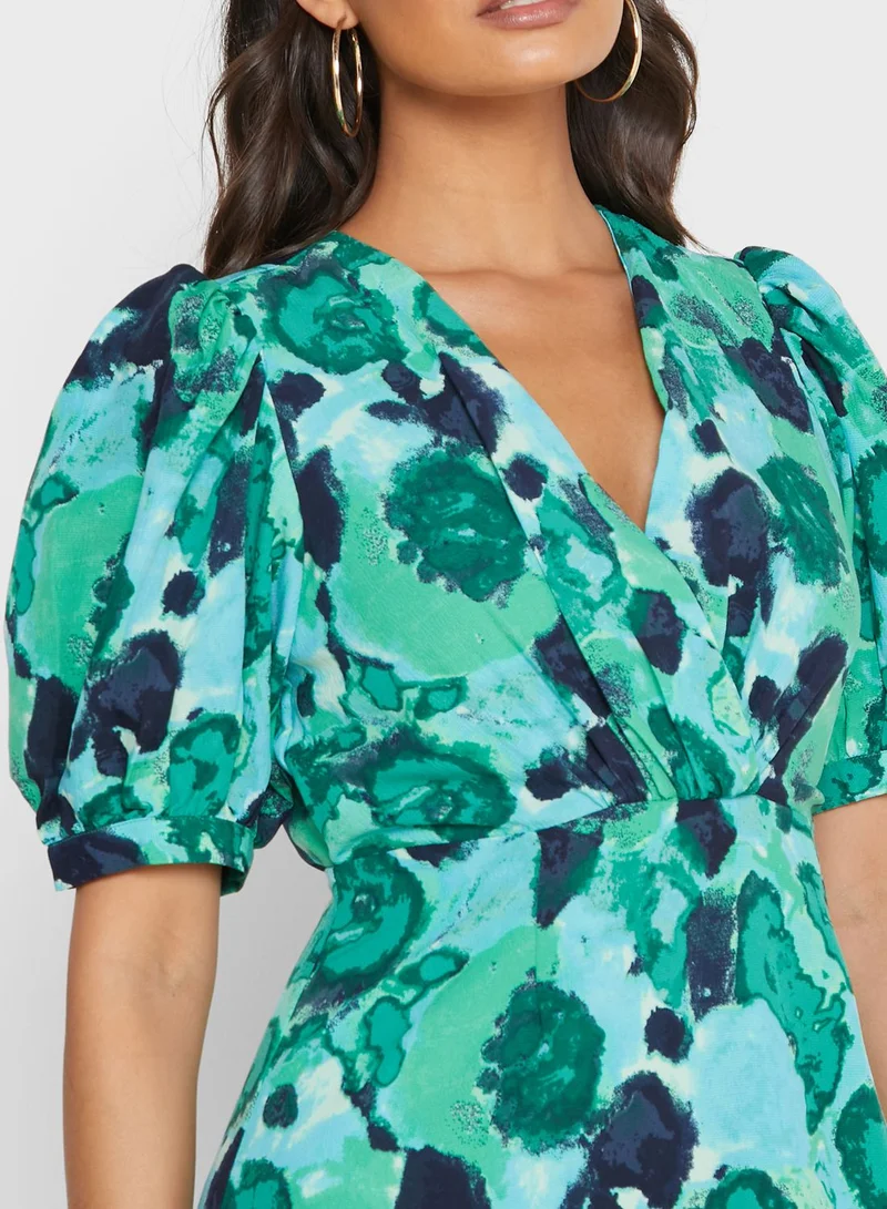 VERO MODA Puff Sleeve Printed Dress