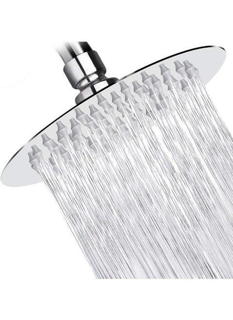 High Pressure Shower Head, Round Stainless Steel Adjustable High Flow Rainfall Showerhead, Pressure Boosting Design (6 Inch, Chrome Finish)