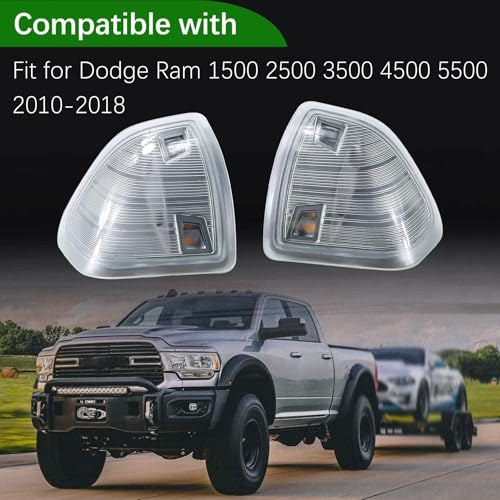 MINETPS 68302828AA 2Pcs LED Side Mirror Turn Signal Light Left Driver and Right Passenger Side Lamps Fit for Dodge Ram 1500 2500 3500 4500 5500 2010-2018 Replace 68302829AA (Clear Cover Lens) - Image 4