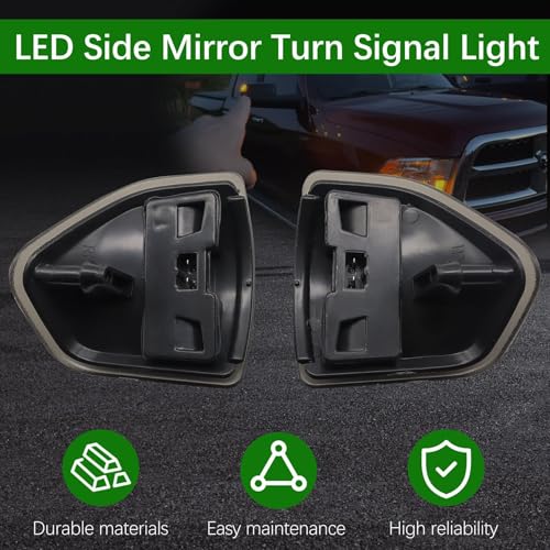 MINETPS 68302828AA 2Pcs LED Side Mirror Turn Signal Light Left Driver and Right Passenger Side Lamps Fit for Dodge Ram 1500 2500 3500 4500 5500 2010-2018 Replace 68302829AA (Clear Cover Lens) - Image 5