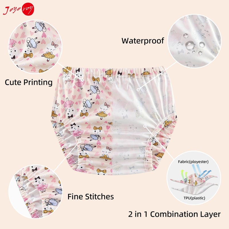 Joyo roy 4Pcs Diaper Covers for Girls Plastic Underwear for Potty Training Rubber Pants for Babies Plastic Training Pants for Toddlers Leakproof Swim Diaper Cover for Toddlers Clothing Covers Girls 1T - Image 2