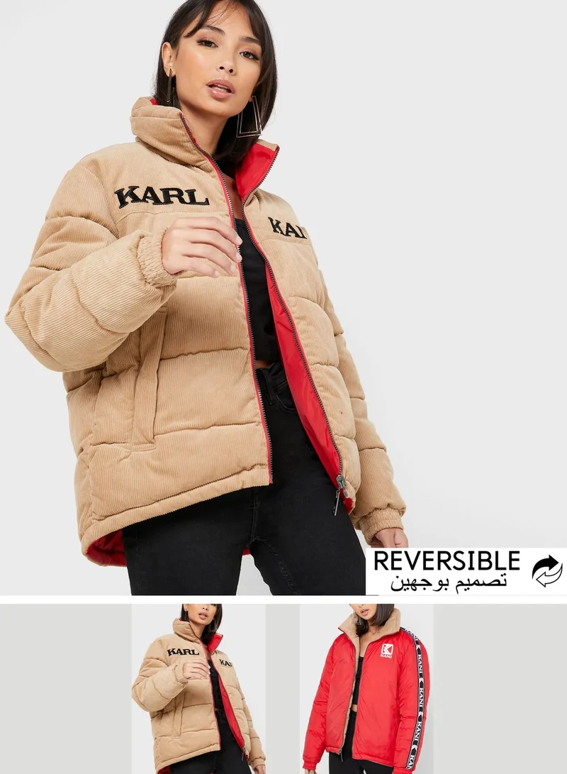 Karl Kani Retro Reversible Cord Puffer Jacket