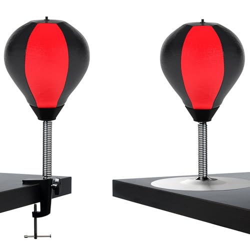 GLACIAL Stress Relief Desktop Punching Bag I Comes with Desk Clamp and Extra Strong Suction Cup I Black and Red - Image 1